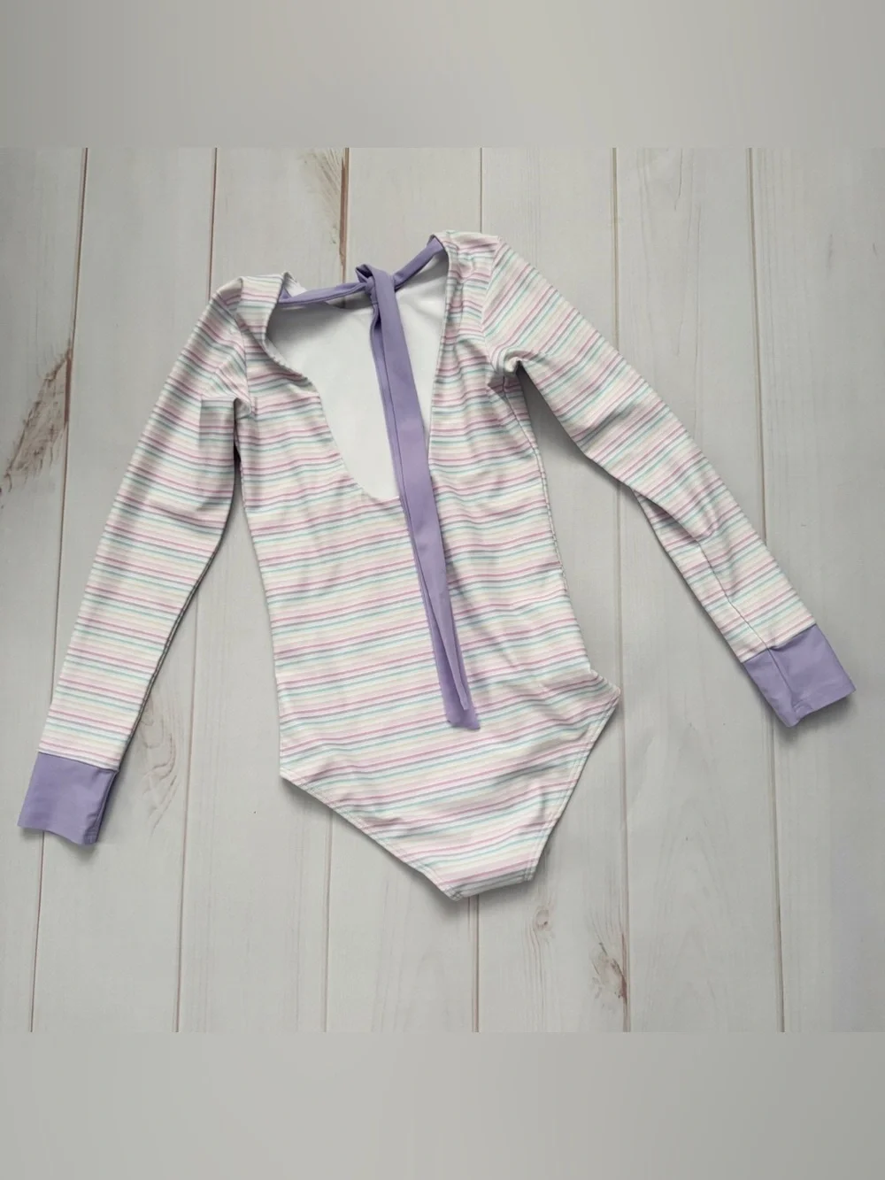 Saint Ida Pastel Rainbow Stripe Long Sleeve Swim